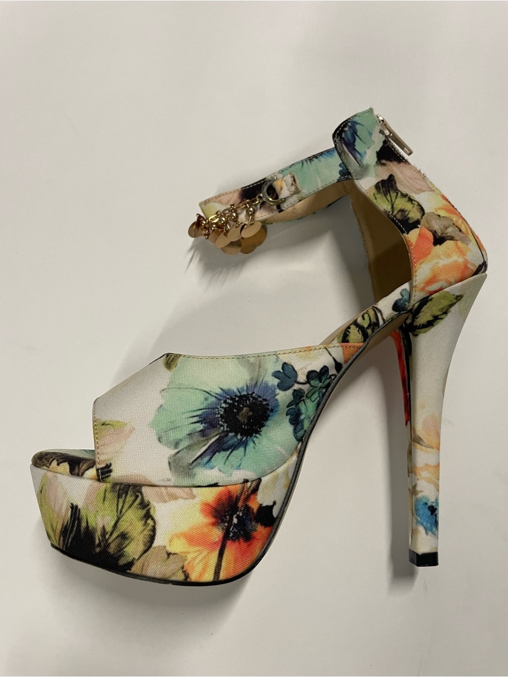 Othr Floral Platform Heels in Cream and Multicolor